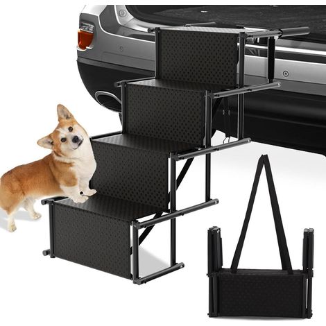 Hunderampe Auto Klappbar 4 Stufen bis 80kg für Große Hunde (1/5)