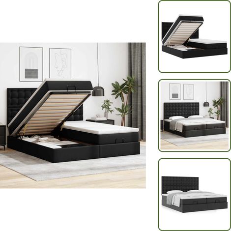 vidaXL Ottoman-Bett mit Matratzen Schwarz 160x200 cm Kunstleder (1/5)