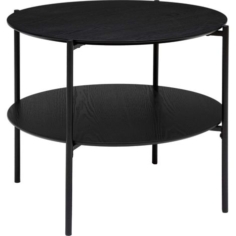 Tavolino rotondo kemi in noce e metallo d63,2cm nero - Atmosphera créateur d'intérieur (1/4)