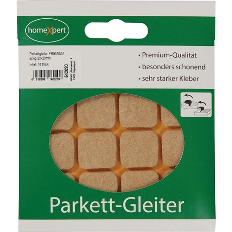 Deslizador para parquet Premium 20 x 20 mm fieltro natural, esquina, autocl.