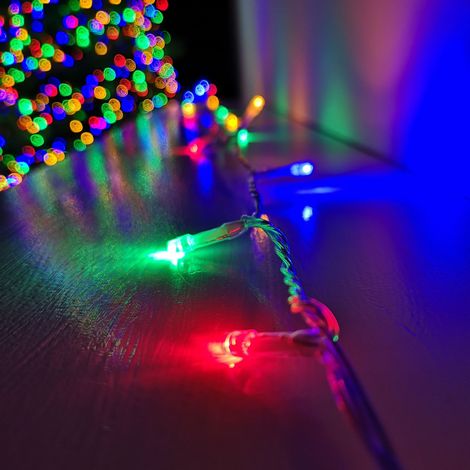200 LED 16m Premier Christmas Outdoor 8 Function Lights Clear Wire in Multicoloured (1/5)