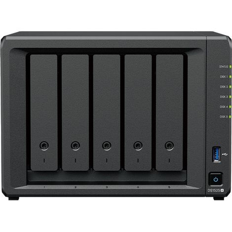 Synology DiskStation DS1525neo+ NAS Desktop AMD Ryzen V1500B 4 GB DDR4 0 TB Synology DSM Schwarz (1/5)