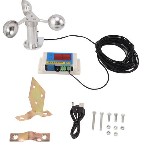 Decdeal Windgeschwindigkeit Alarmgerät 3 Lüfterblätter Tower Crane Anemometer Instrument für die Baubahnwetterstation 5V