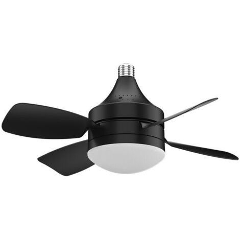 Kleiner Deckenventilator mit Licht und Fernbedienung, E27-Fassung, geräuscharm, abnehmbar, mit Verlängerungsstange (1/4)