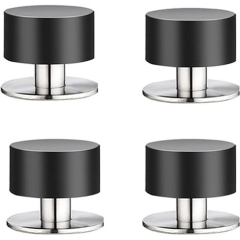Lot de 4 butées de porte en caoutchouc – Auto-adhésives 3M – Acier inoxydable et caoutchouc – Résistantes à l'eau – Pour murs et meubles (1/5)