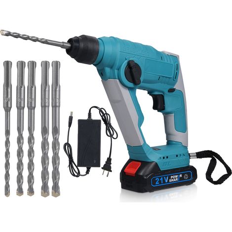 Perforateur à batterie 21V sans balais, 4000ipm, 2.0J, couple max, démarrage précis, LED, perçage acier béton bois, prise US, 1 batterie 2000mAh