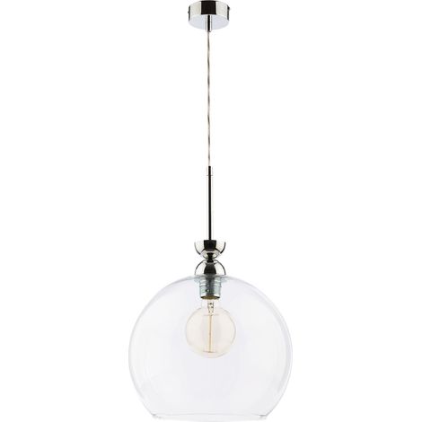 Lampada a sospensione VIX Jupiter sfera vetro cromo E27