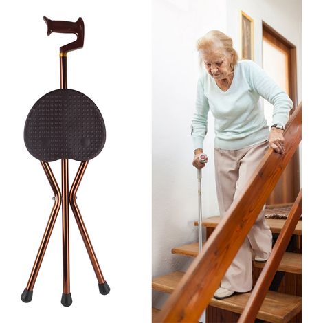 Canne Chaise Pliable en Métal Portative pour Randonnée et Voyage