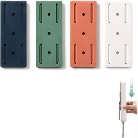 Connecteur mural pour branchement - Lot de 4 - Sans perçage - Autocollant - Blanc (1/4)