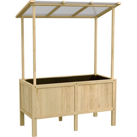 Huerto elevado de madera con tapa de policarbonato 110x60x152 cm HOMVRA (1/5)