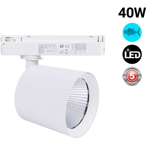 Proyector LED Para Carril Monofásico 40W - Pescados Y Mariscos - Blanco
