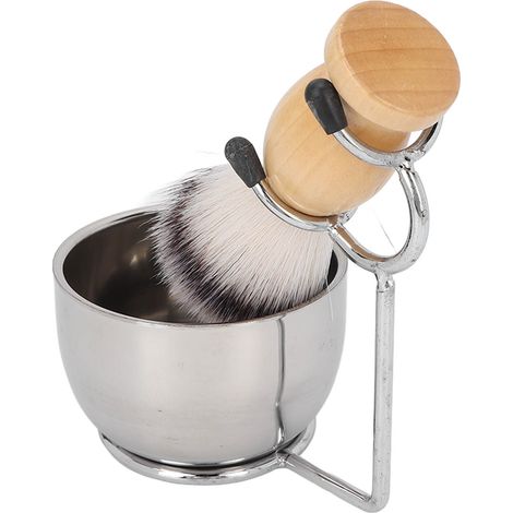 Kit de rasage pour homme, salon de coiffure à domicile, blaireau portable, bol en acier inoxydable, support pour blaireau, accessoires (1/5)