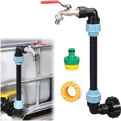 Robinet de réservoir d'eau 1000L, connecteur de réservoir d'eau IBC, vanne de sortie de réservoir d'eau de pluie à col de cygne en laiton, adaptateur de réservoir d'eau pour l'arrosage du jardin,OUYLA (1/4)