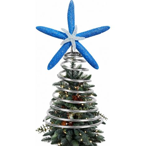 Étoile de mer décorative pour sapin de Noël, en résine et acier inoxydable, ornement de Noël bleu (1/5)