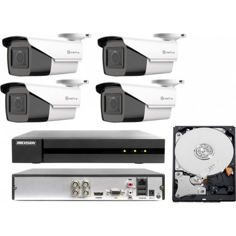 KIT videosorveglianza DVR 4 Canali 3K analogico 4 telecamere motozoom 5MP IR 40 mt hdd 1TB