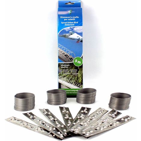 Disuasorio espiral para aves, acero inoxidable, ideal para balcones, 5 m (1/3)