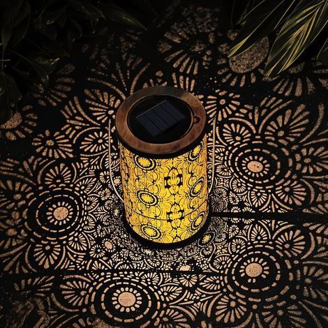 Lanterne solaire d'extérieur étanche en métal, motif tournesol Van Gogh, lampe solaire à LED suspendue pour jardin, allée, paysage, cadeau pour femme, maman, grand-mère-Chrom (1/5)