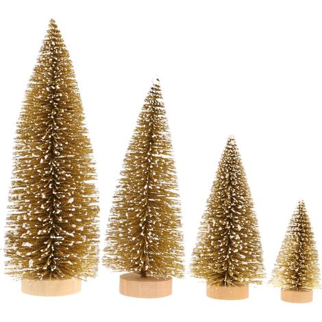Lot de 4 mini décorations de sapin de Noël en sisal, modélisme miniature, ornements, petit sapin de Noël artificiel, décoration de table, micro paysage (12 cm + 15 cm + 20 cm + 25 cm). (1/5)