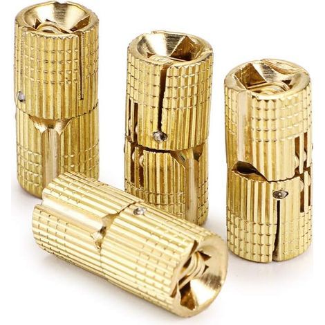 Juego de 4 bisagras ocultas de latón de 10 mm, bisagras ocultas para muebles, ángulo de apertura de 180 grados. (1/5)