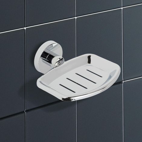 Porte-Savon Mural Adhésif en Métal - Pas Besoin de Perçage - Design Moderne - Porte-Savon ou Éponge - Coquille (1/5)