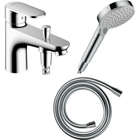 Pack mitigeur bain douche mécanique HANSGROHE Vernis Blend C2 + Pommeau de douche Vernis Blend + Flexible Isiflex chromé