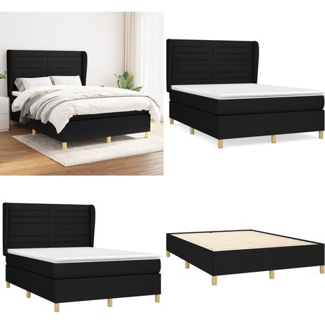 Boxspringbett mit Matratze Schwarz 140x200 cm Stoff - Boxspringbett - Doppelbett - Schlafsystem - Lattenrost - Bettrahmen - Home & Living (1/5)