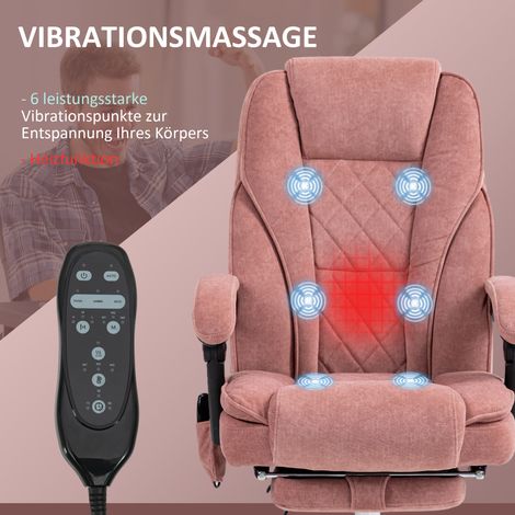 Chaise ergonomique de bureau massante avec repose-pieds, pivotante, roulettes, rose