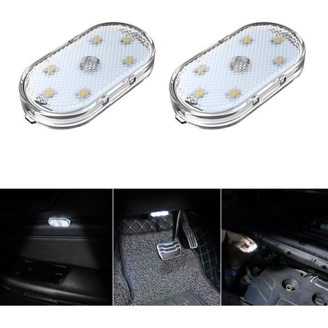 2er Set Auto LED Innenbeleuchtung, USB wiederaufladbar, Touch-Leuchte, weiß (1/5)