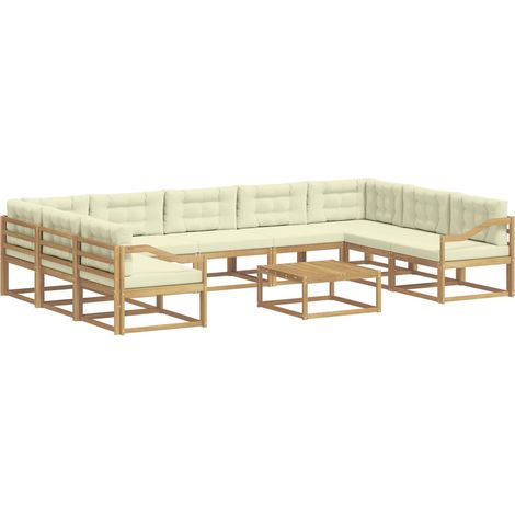Outdoor Sofa Set 10 pcs White and Cream vidaXL (1/5)