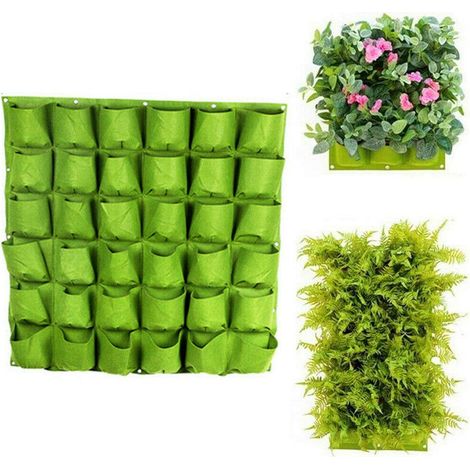 Green Garden - Vaso per piante verticale multi-tasche da parete, in feltro, per interni ed esterni - 36 tasche (100 x 100 cm)