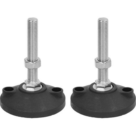 Lot de 2 patins de nivellement pivotants à filetage M16 pour meubles lourds, avec pieds de nivellement ronds réglables en nylon.