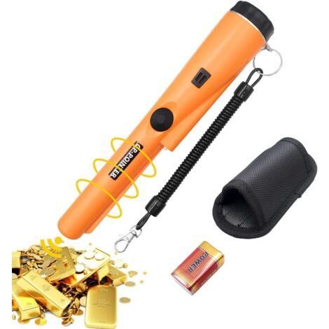 Detector de metales portátil, detector de metales con escaneo de 360°, puntero de metales resistente al agua con indicador LED/alarma integrada/batería de 9 V, para la búsqueda de monedas de oro y joy (1/5)