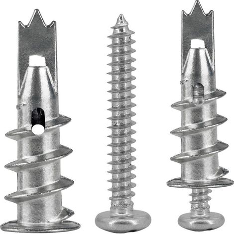 Chevilles pour, 20 pièces Chevilles pour autoperceuses en métal avec vis. Pour la fixation dans le béton, les briques, les plaques de plâtre, etc (1/4)