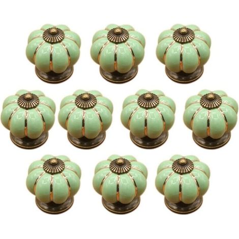 (Green)10 Pcs Ceramic Drawer Knobs Furniture Knob for Kitchen Drawers and Cupboards (1/5)