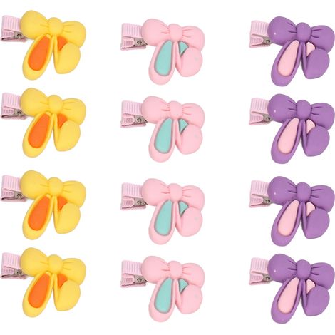 Lot de 12 pinces à cheveux en résine, motif oreilles de lapin, pour le toilettage des chiens, chats et chiots à poils longs. (1/5)