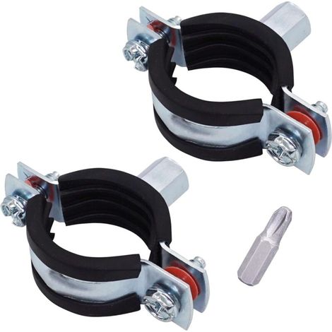 Set mit 2 Rohrhalterungen, verzinkter Stahl, Gummidichtung, Durchmesser 26–30 mm, Wand- und Deckenmontage (1/5)