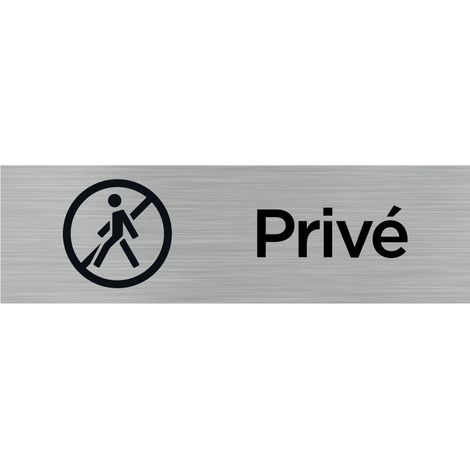 Pictogramme PRIVE (Q0076).- Adhésif aspect aluminium brossé - (1/5)