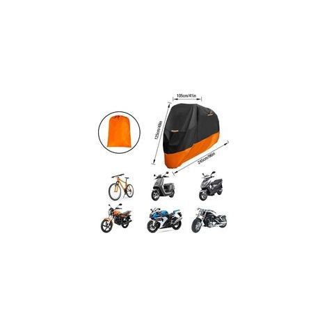 Housse de Protection Impermeable pour Moto Scooter Couverture Extérieur 210D Résistant aux déjections d'oiseaux, à la Poussière/ Neige/ Pluie, au Vent, Soleil, XXL 245x105x125cm Noir+Orange (1/4)