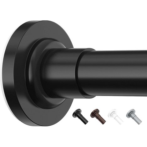 Tringle à rideau extensible de 53 à 119 cm, tringle télescopique pour salle de bain ou fenêtres, sans perçage, sans glissement, sans rouille, noir (1/5)