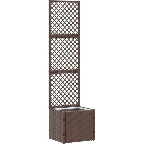 Cache-pot de jardin rectangulaire moderne extérieur 35 x 30 x 135 cm en métal marron (1/5)
