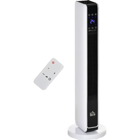 Radiateur soufflant 2200W avec télécommande, minuterie 8 heures, ABS PA blanc noir compact 21x21x73cm pour une chaleur efficace (1/5)