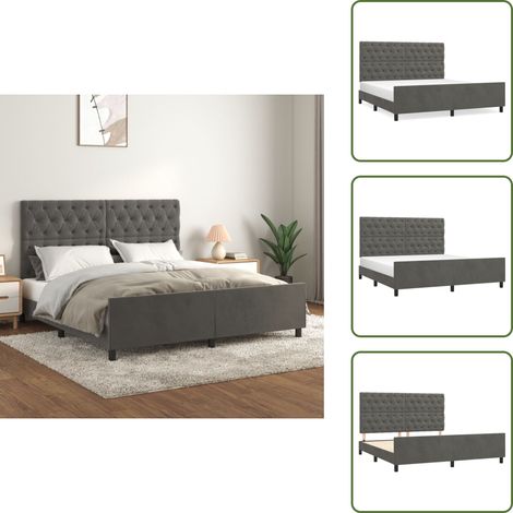 Bettgestell ohne Matratze Dunkelgrau 160x200 cm Samt - Samtbett - Doppelbett - Boxspringbetten - Bettsofa - Hochbett