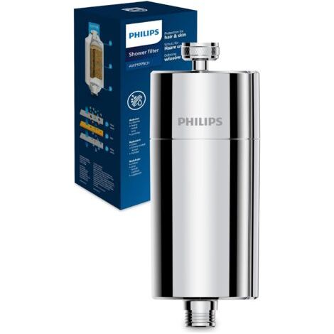 Water Filtre de douche avec 1 cartouche, compatible avec tous les tuyaux et robinets standards, réduit le CHLORE jusqu’à 99%, CHROME, capacité de filtration de 50.000 L