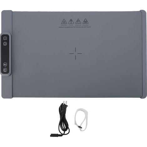 Plateau chauffant électrique en silicone, entièrement chauffant, portable et enroulable, 3 niveaux de température (60 °C à 100 °C), idéal pour les réceptions et les fêtes (gris). (1/5)