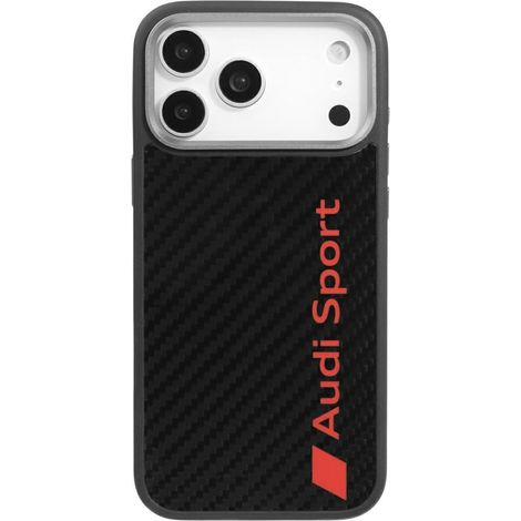 Funda para iPhone 17 Pro Max Audi R8 MagSafe, carcasa protectora trasera de fibra de carbono negra