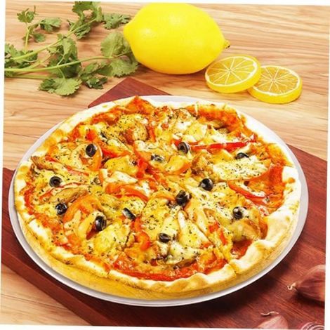 Poêle à pizza - Argenté - 25,5 x 1,5 cm - Alliage d'aluminium - Antiadhésif - Compatible four traditionnel (1/4)