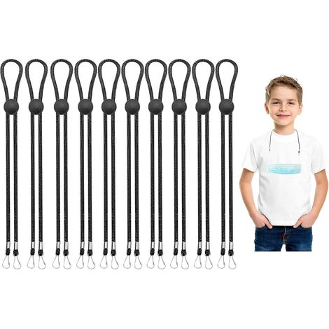 Lot de 10 cordons pour masques de protection pour enfants, porte-masques ajustables avec clips, tour de cou pour femmes et hommes (1/5)