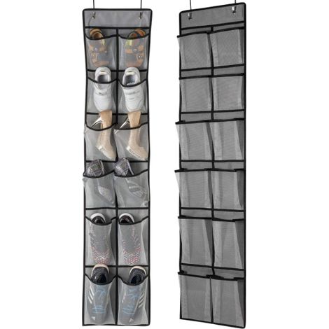 Au-dessus de la porte Organisateur de chaussures 2 Pack, Grande Taille 57.5×12, 6 pouces (Gray), parfaites pour un usage quotidien (1/5)