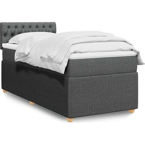 Boxspringbett mit Matratze Dunkelgrau 100x200 cm Stoff
