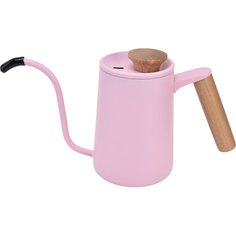 Cafetière avec poignée en acier inoxydable, bec verseur en col de cygne, bouilloire à filtre, théière, rose, 600 ml (1/5)
